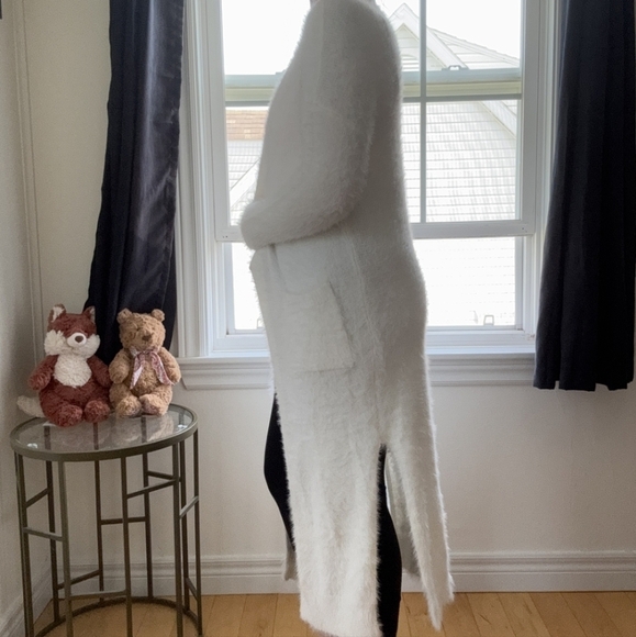 White Fuzzy Long Cardigan - Picture 2 of 3